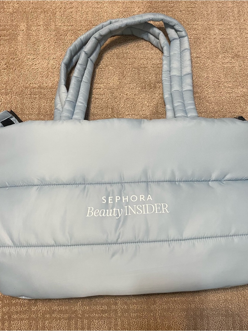 New {Sephora | Beauty Insider} Light Blue Quilted Tote Bag - Picture 2 of 14